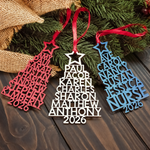 Custom Family Names 2026 Christmas Tree Ornament Up To 14 Names - Personalized Family Ornament