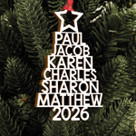Custom Family Names 2026 Christmas Tree Ornament Up To 14 Names - Personalized Family Ornament