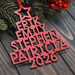 Custom Family Names 2026 Christmas Tree Up To 14 Names - Personalized Family Ornament