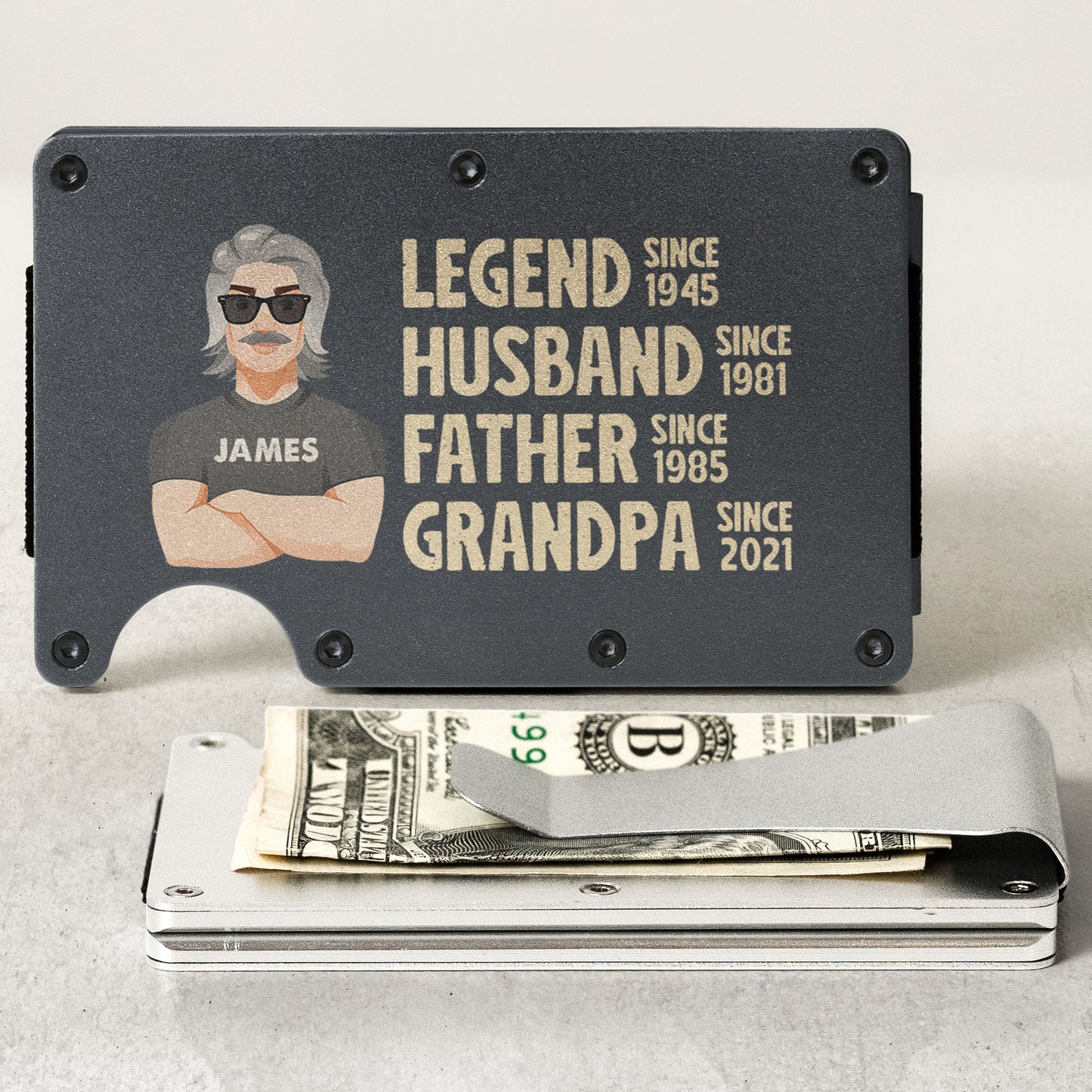 Legend Husband Dad Grandpa - Personalized Metal Wallet