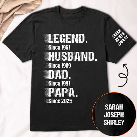 Legend Husband Dad Papa - New Vintage Version - Up To 12 Names - Personalized Shirt