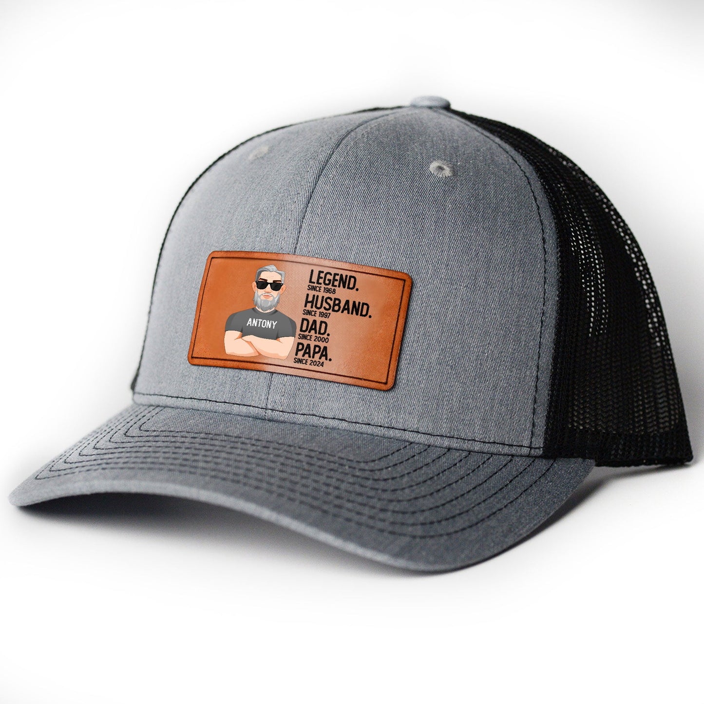 Legend Husband Dad Papa - Personalized Leather Patch Hat