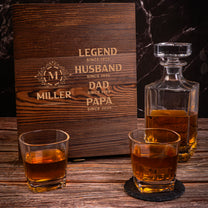 Legend Husband Dad Papa - Personalized Whiskey Decanter Set