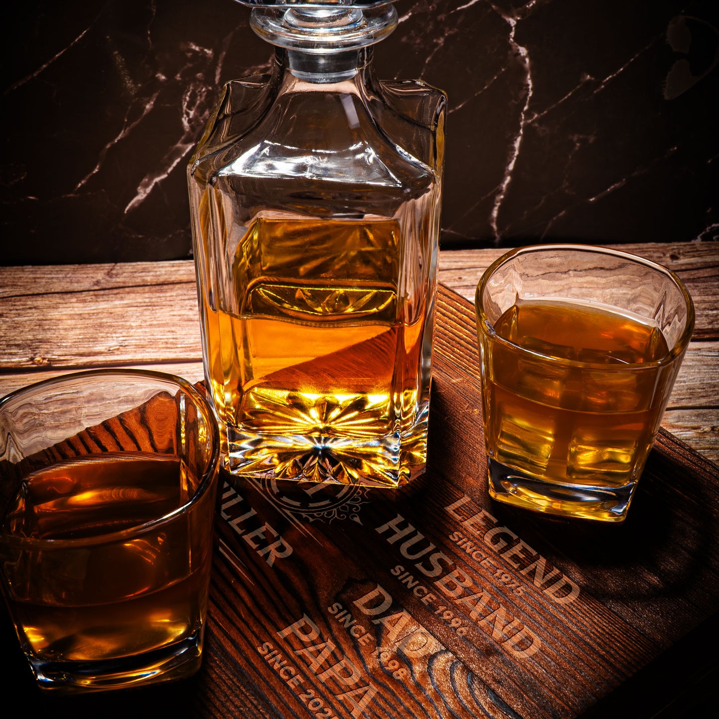 Legend Husband Dad Papa - Personalized Whiskey Decanter Set