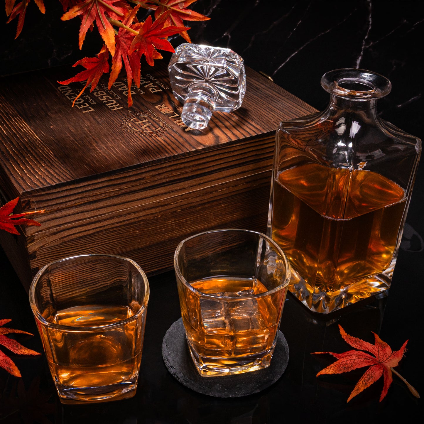 Legend Husband Dad Papa - Personalized Whiskey Decanter Set