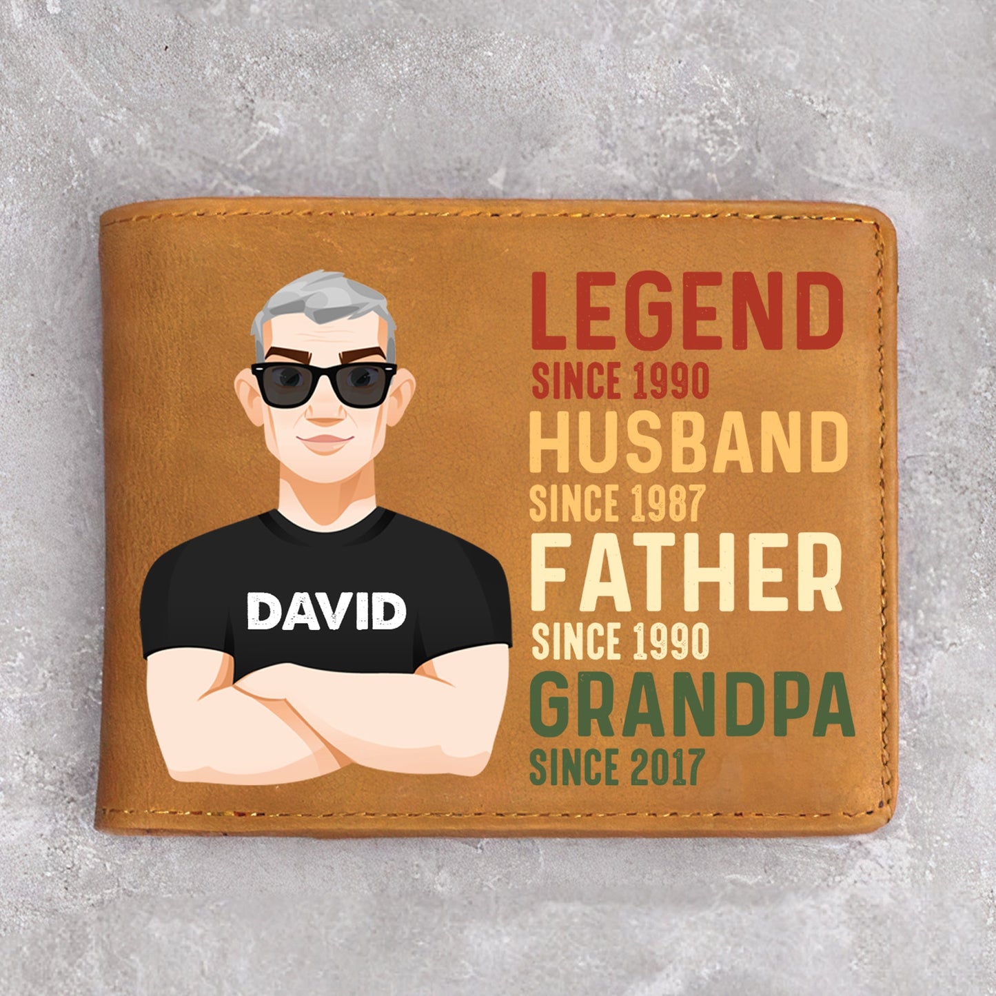 Legend Husband Daddy Grandpa Custom Title - Personalized Leather Wallet