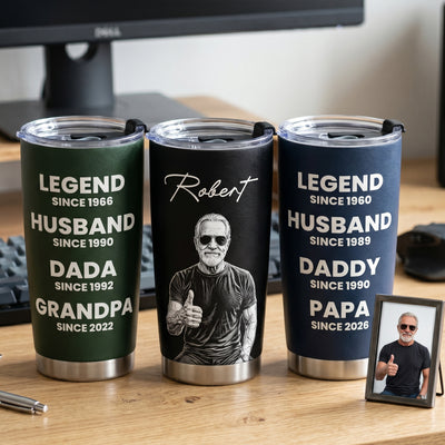 Legend Husband Daddy Grandpa Sketch Art Father's Day Gift For Dad, Husband, Grandpa - Personalized Tumbler Cup