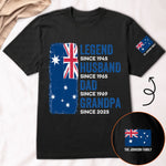 Legend, Husband, Dad And Grandpa - Australia Flag Version - Personalized Shirt