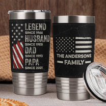 Legend, Husband, Dad And Grandpa Custom Family Name - Personalized 20oz Leather Wrapped Tumbler