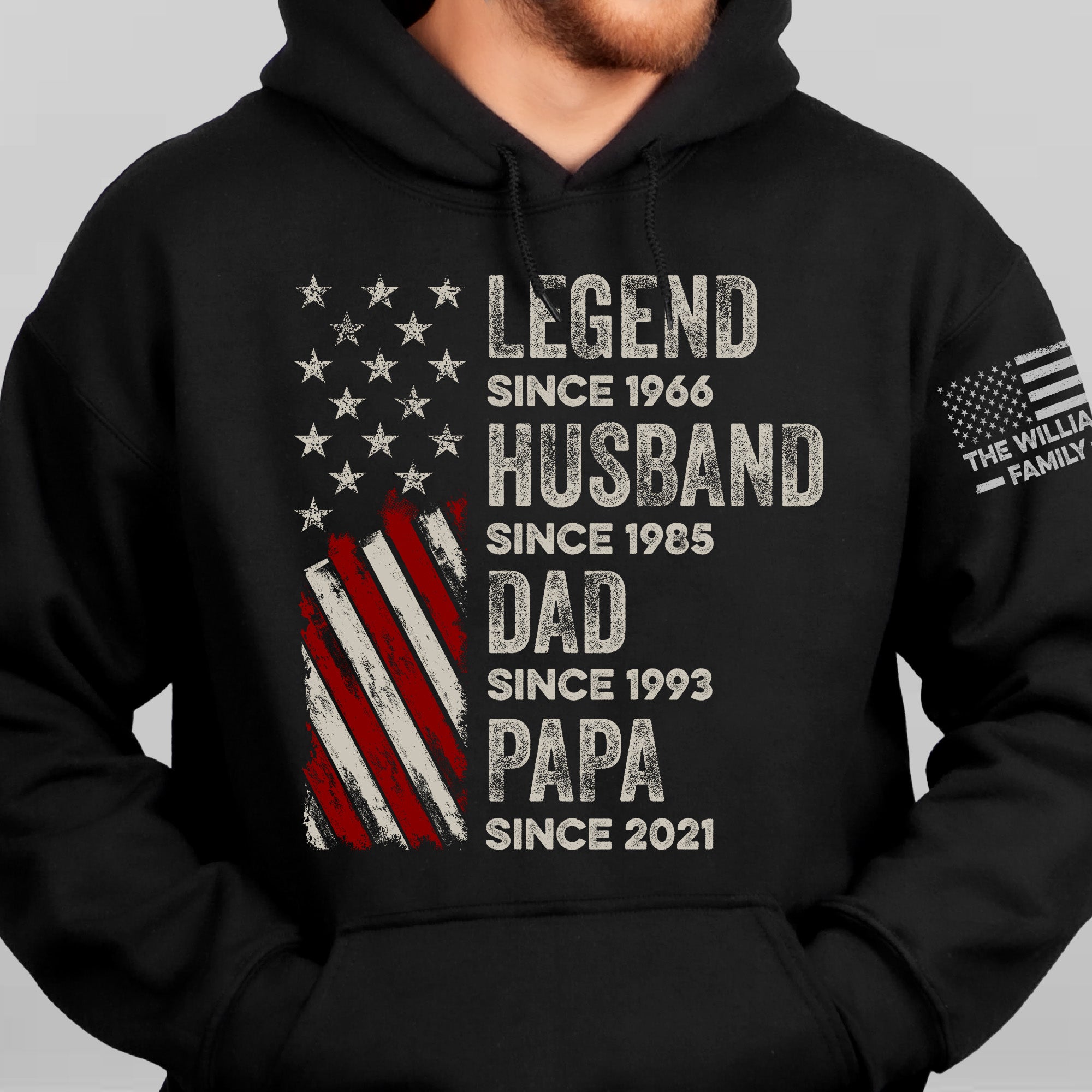 Legend, Husband, Dad And Grandpa Custom Family Name - Personalized Hoodie