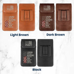 Legend, Husband, Dad And Grandpa Custom Family Name - Personalized Leather Phone Holster