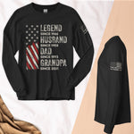Legend, Husband, Dad And Grandpa - Custom Long Sleeve T-Shirt