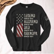 Legend, Husband, Dad And Grandpa - Custom Long Sleeve T-Shirt