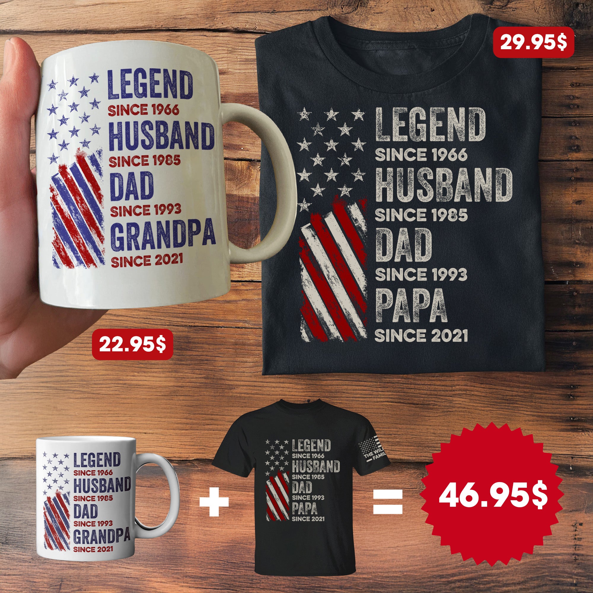 Legend, Husband, Dad And Grandpa - Custom Father's Day Gift Set
