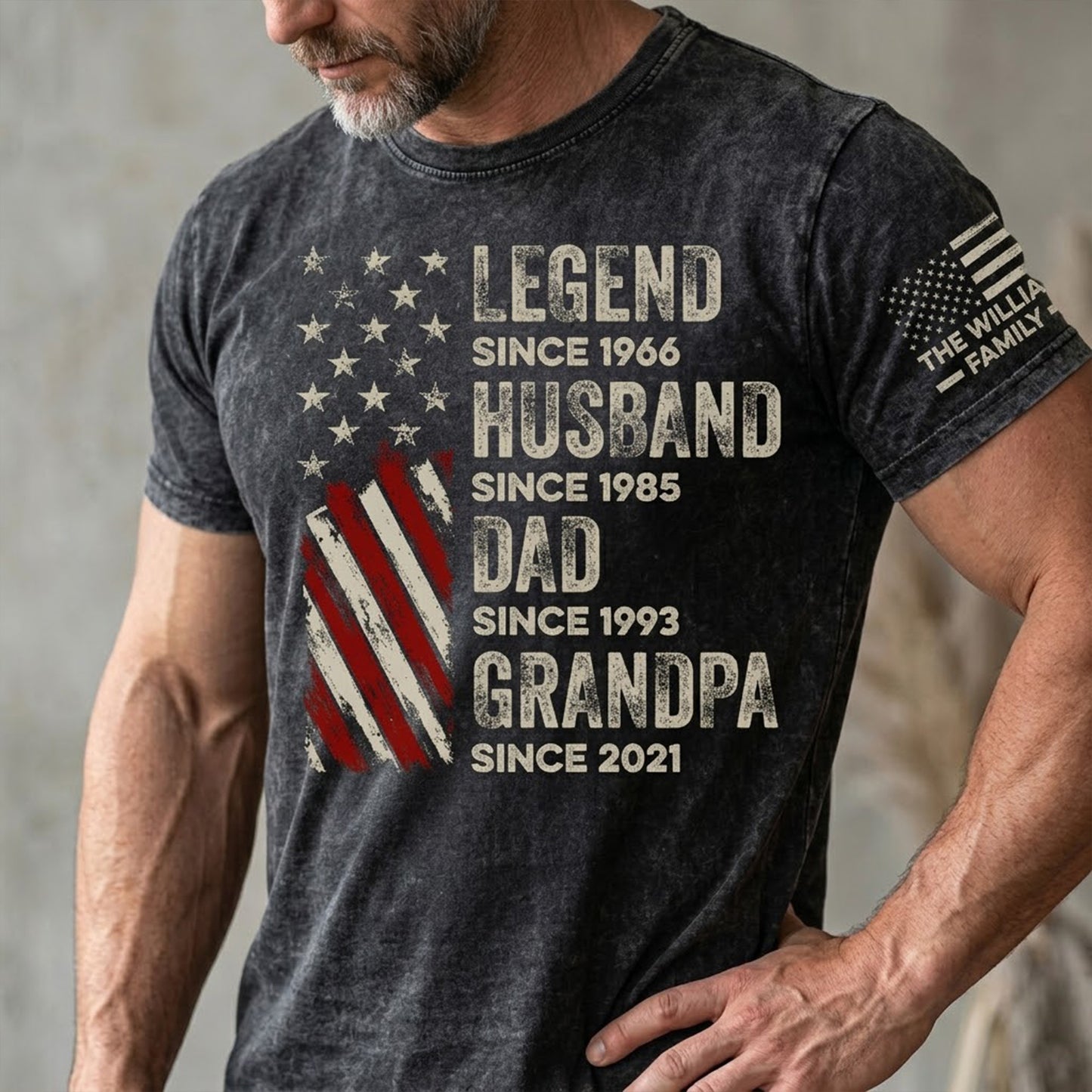 Father's Day Gifts, Legend, Husband, Dad And Grandpa - Personalized Acid Wash T‑Shirt