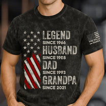 Legend, Husband, Dad And Grandpa - Personalized Acid Wash T‑Shirt