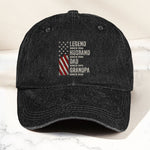 Legend, Husband, Dad And Grandpa - Personalized Distressed Denim Cap