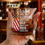 Legend, Husband, Dad And Grandpa - Personalized Whiskey Glass