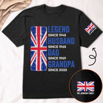 Legend, Husband, Dad And Grandpa - UK Flag Version - Personalized Shirt