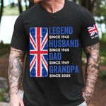 Legend, Husband, Dad And Grandpa - UK Flag Version - Personalized Shirt