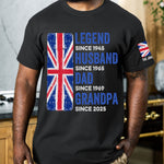 Legend, Husband, Dad And Grandpa - UK Flag Version - Personalized Shirt