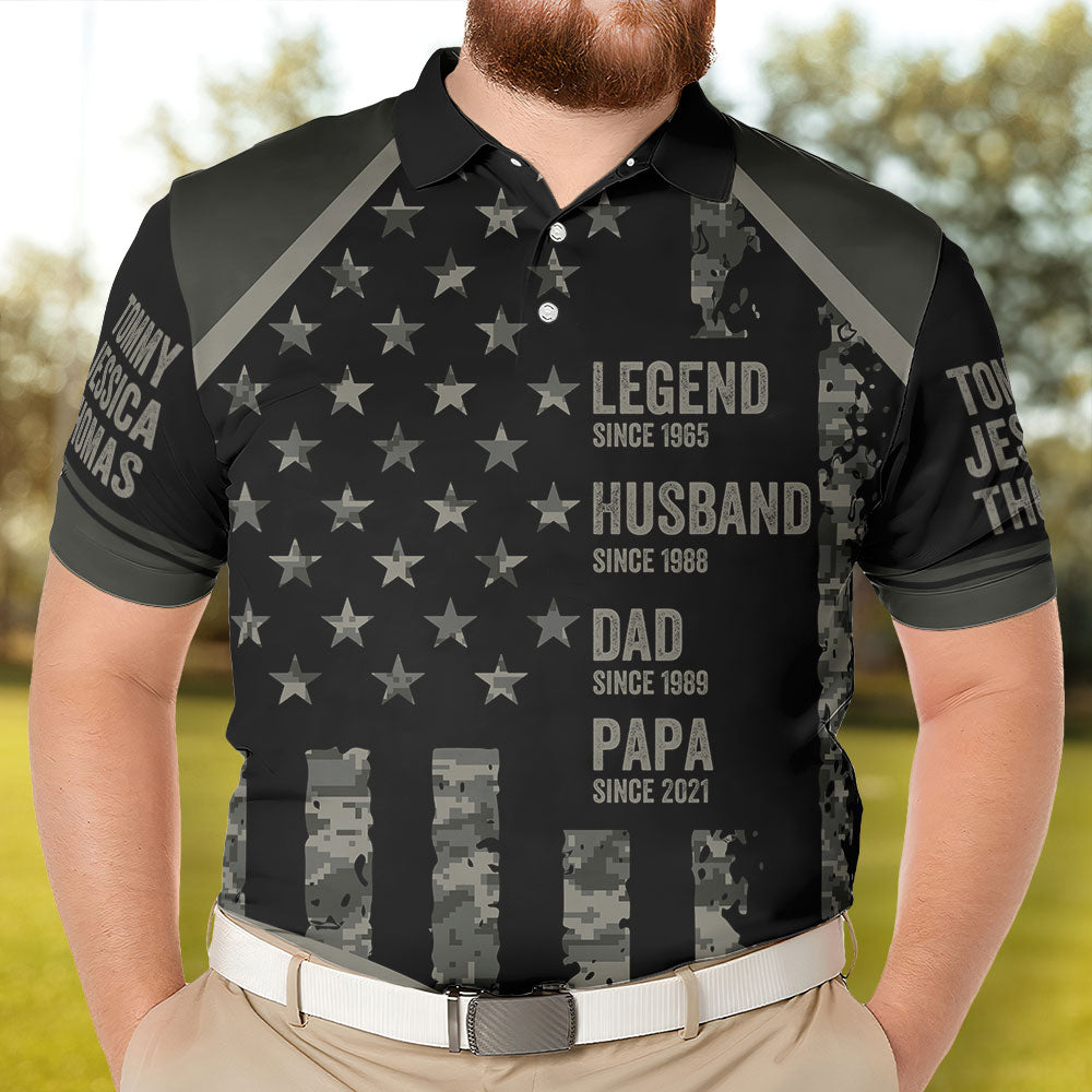 Legend, Husband, Dad, Papa - Personalized Polo Shirt