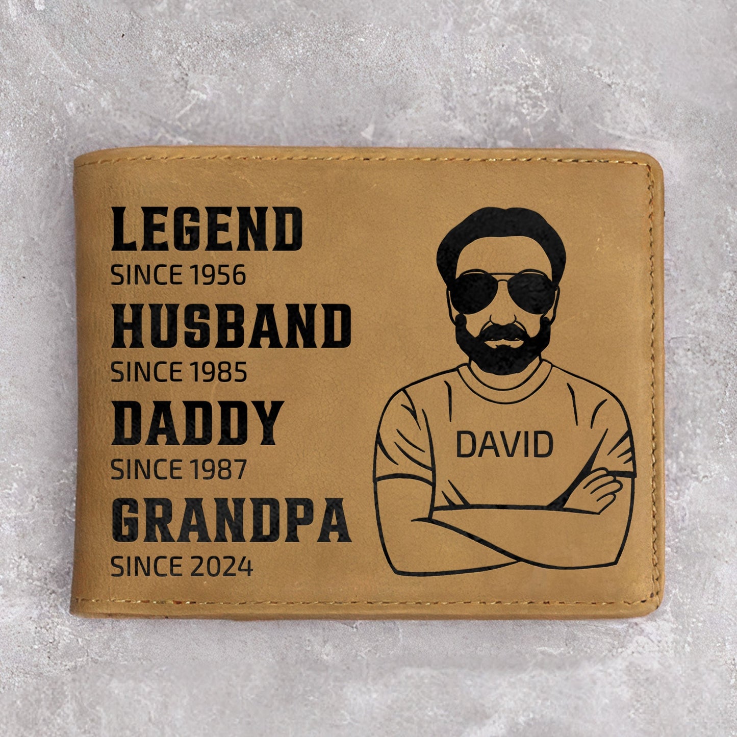 Legend, Husband, Daddy - Personalized Leather Wallet