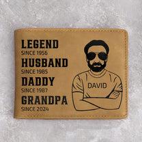 Legend, Husband, Daddy - Personalized Leather Wallet