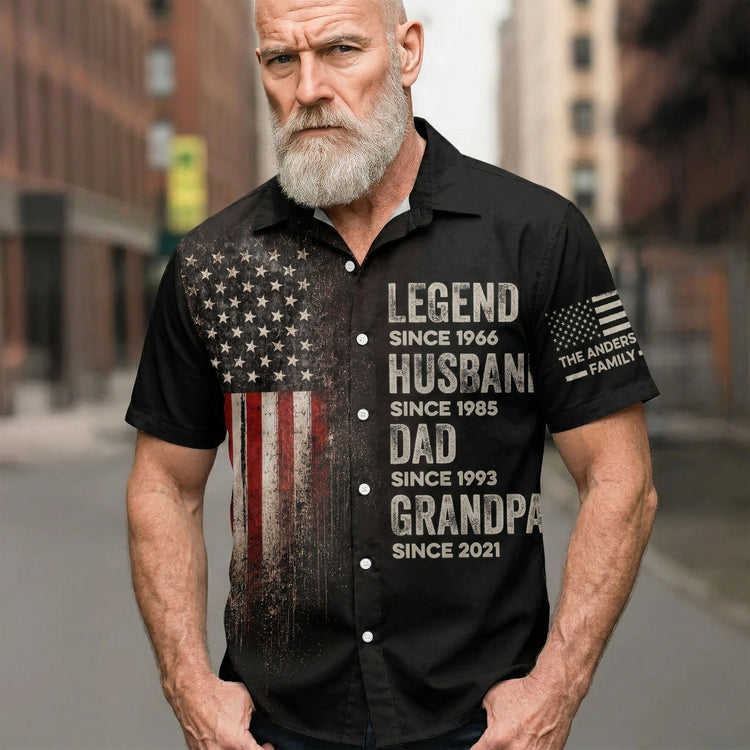 Legend,-Husband,-Dad-And-Grandpa-Custom-Family-Name-Personalized-Hawaiian-Shirt-1
