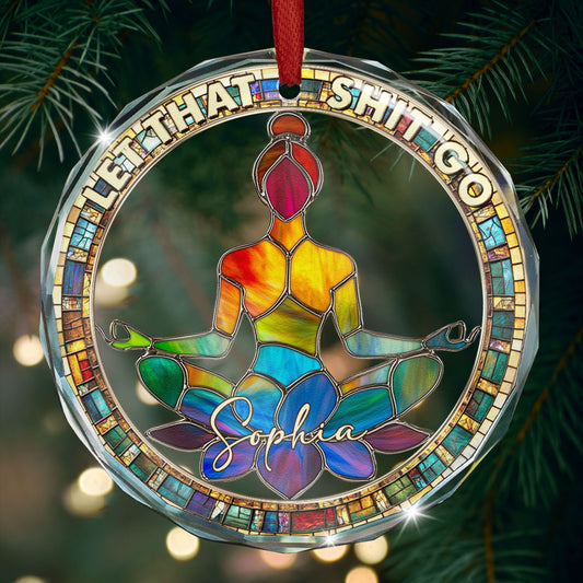 Let That Sh!t Go - Personalized Glass Ornament
