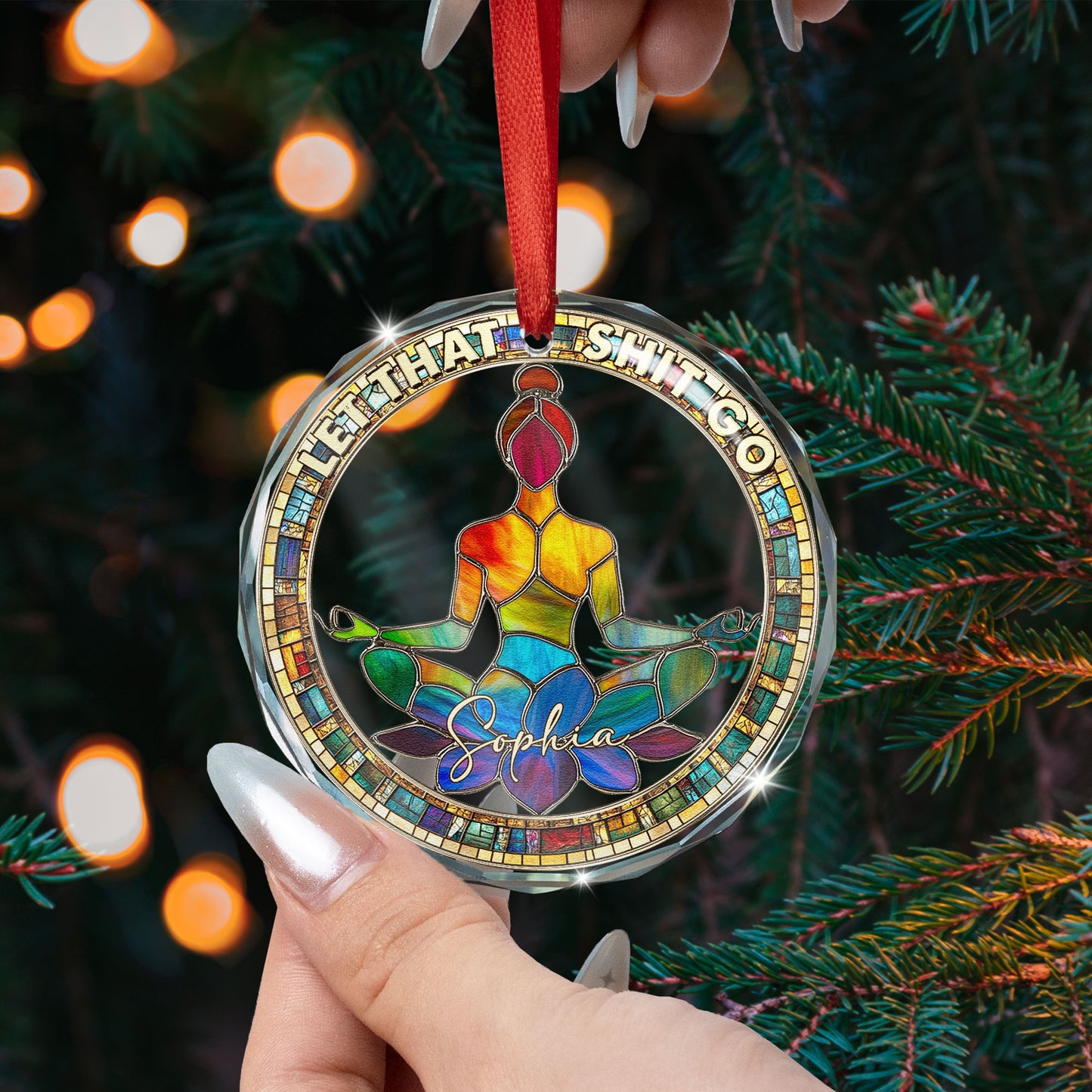Let That Sh!t Go - Personalized Glass Ornament