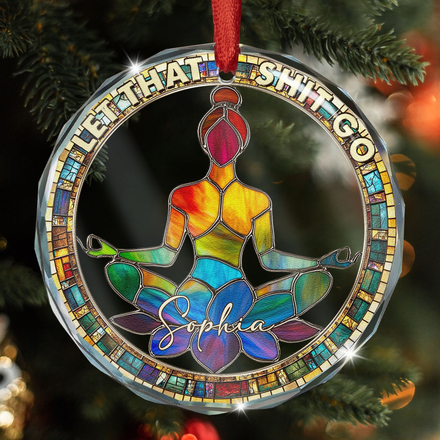 Let That Sh!t Go - Personalized Glass Ornament