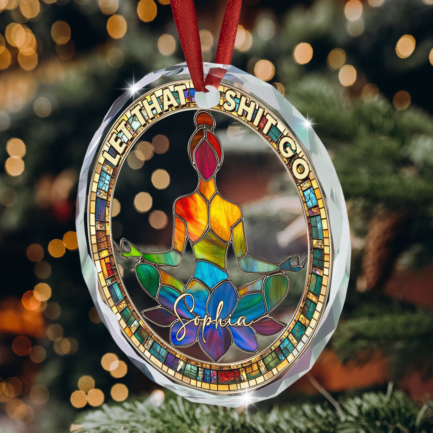 Let That Sh!t Go - Personalized Glass Ornament