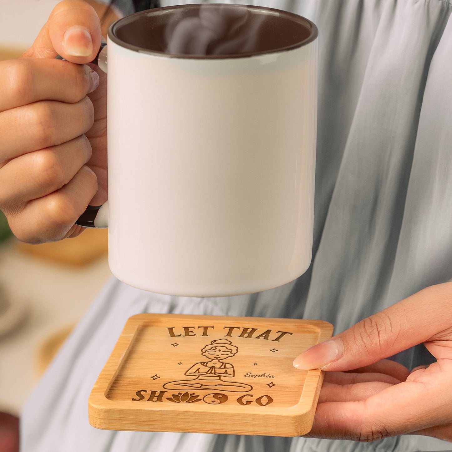 Let That Shit Go - Personalized Wooden Coaster