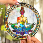 Let That Sht Go - Personalized Stained Glass Window Hanging Suncatcher