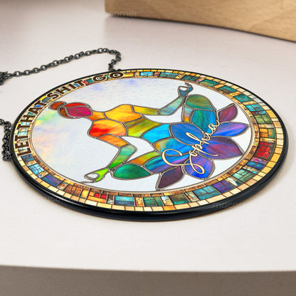 Let That Sht Go - Personalized Stained Glass Window Hanging Suncatcher