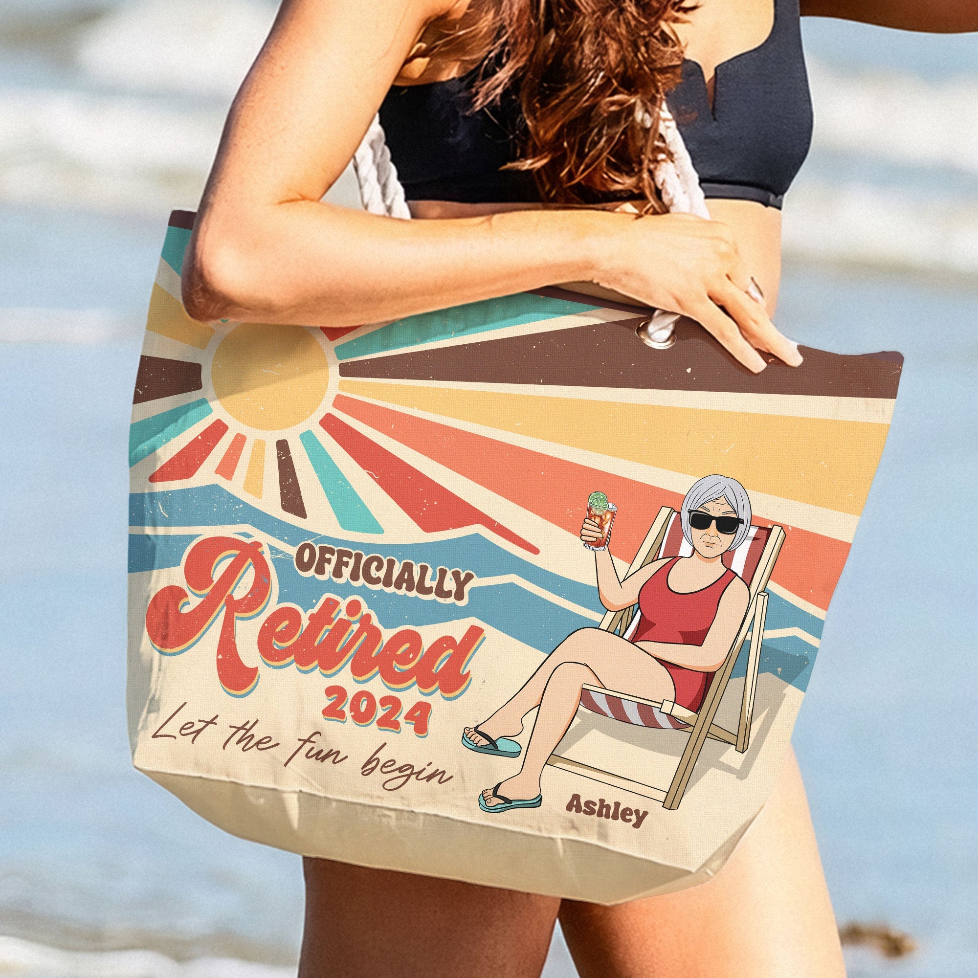 Let The Fun Begin Retirement Personalized Beach Bag Macorner