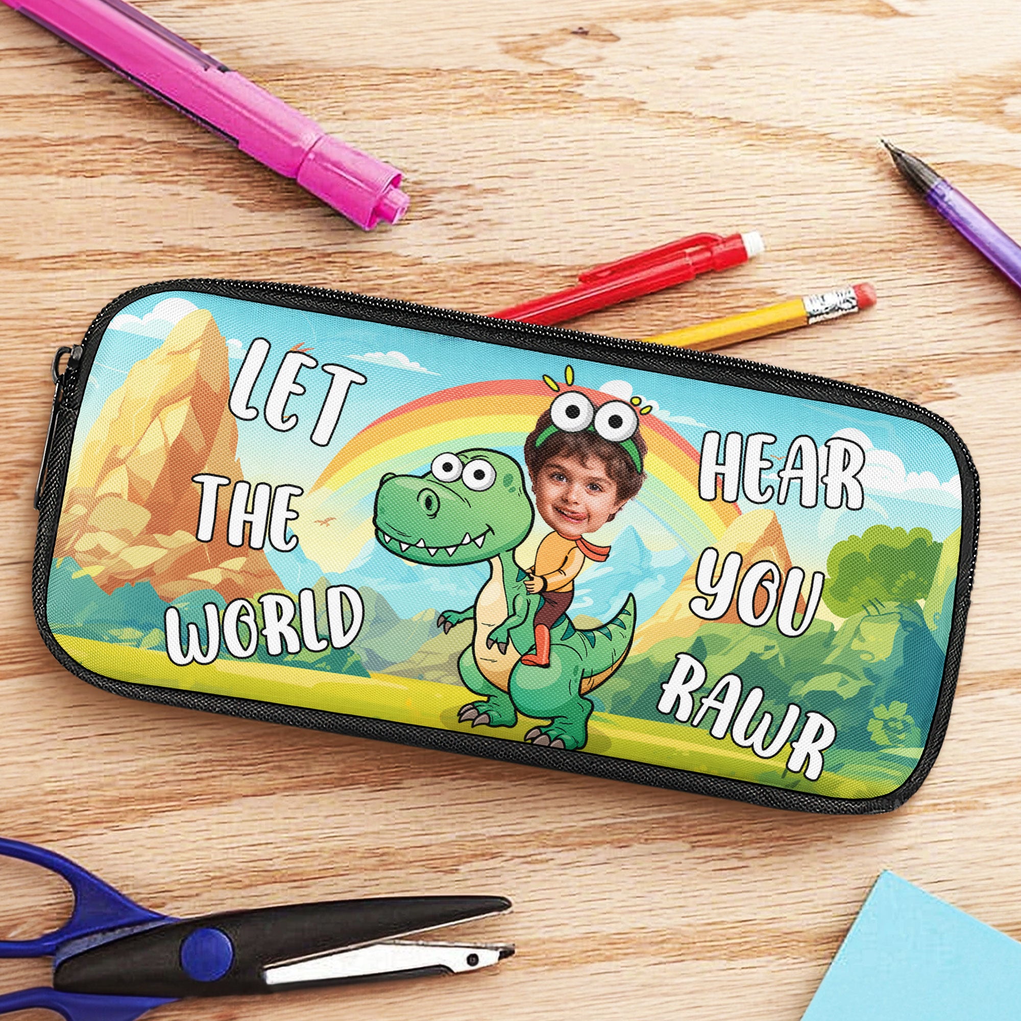 Let The World Hear You Rawr - Personalized Photo Pencil Case