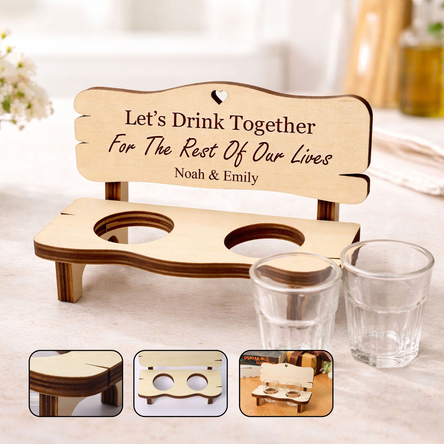 Let’s Drink Together For The Rest Of Our Lives - Personalized Liquor Bench