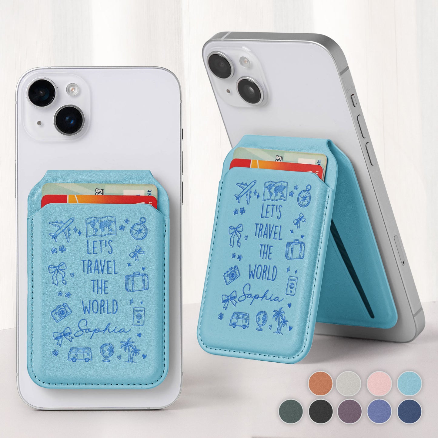 Let's Travel The World - Personalized Wallet Compatible With Magsafe