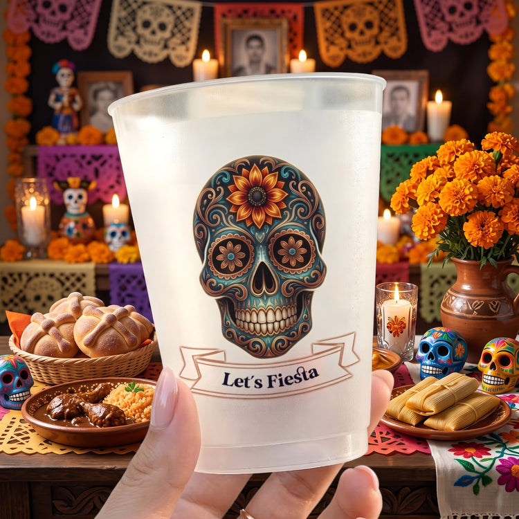 Let's-Fiesta-Mexican-Cinco-De-Mayo-Florals-Fiesta-Dia-De-Los-Muertos-Personalized-Cups