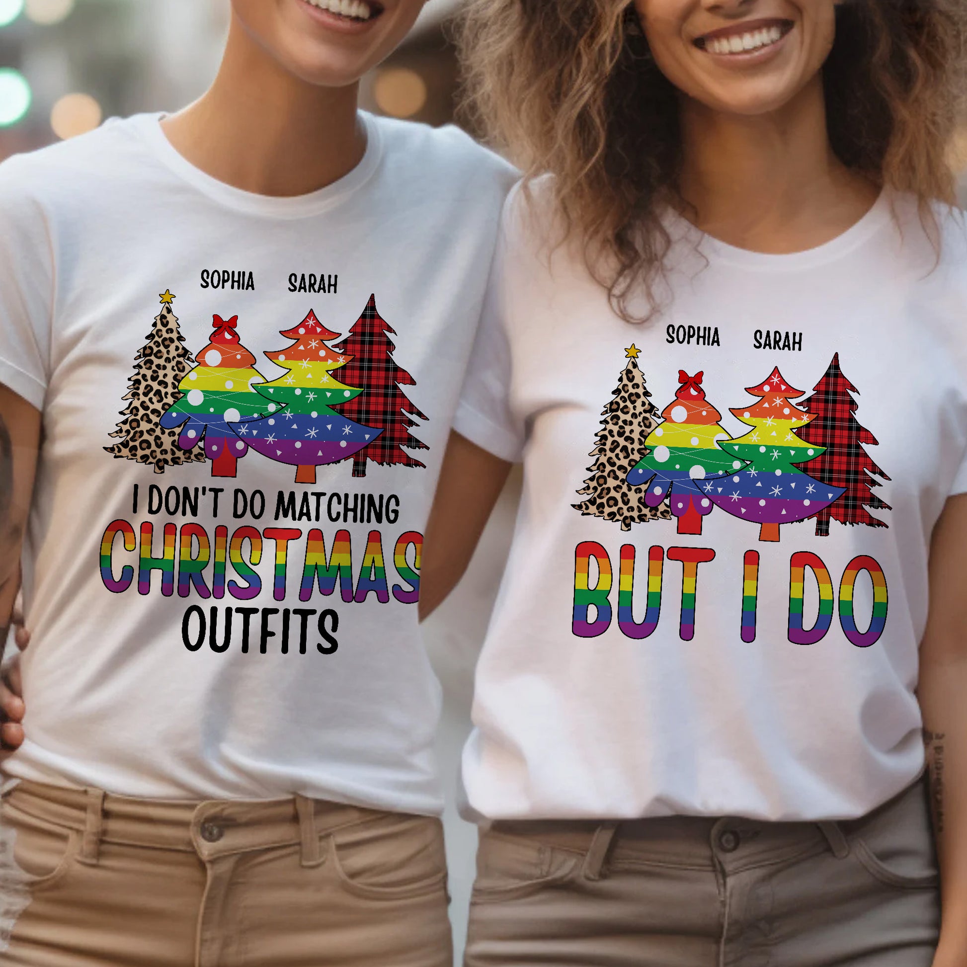 Macorner Lgbt I Don't Do Matching Christmas Outfits - Personalized Matching Couple Shirt