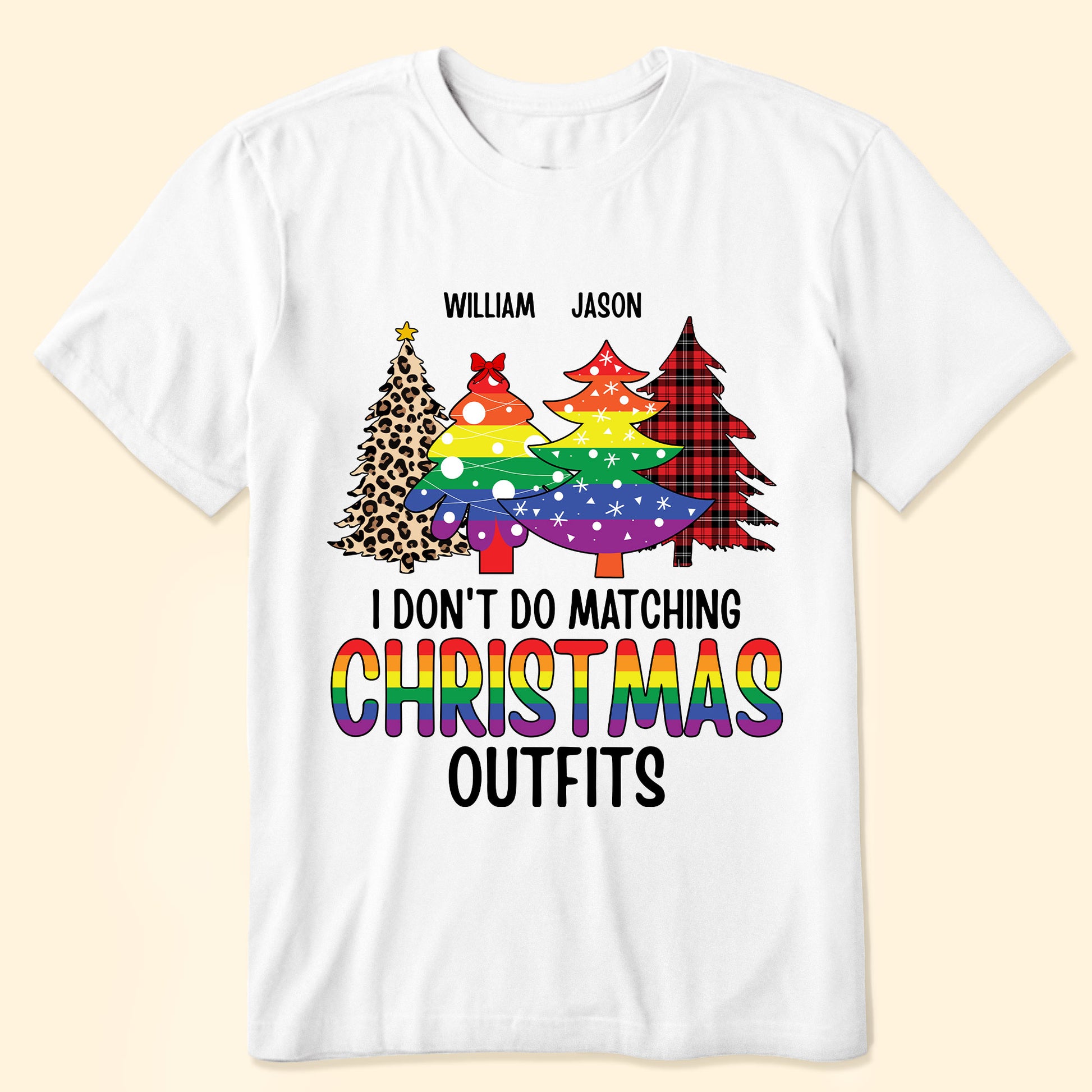 Lgbt I Don't Do Matching Christmas Outfits - Personalized Matching Couple Shirt