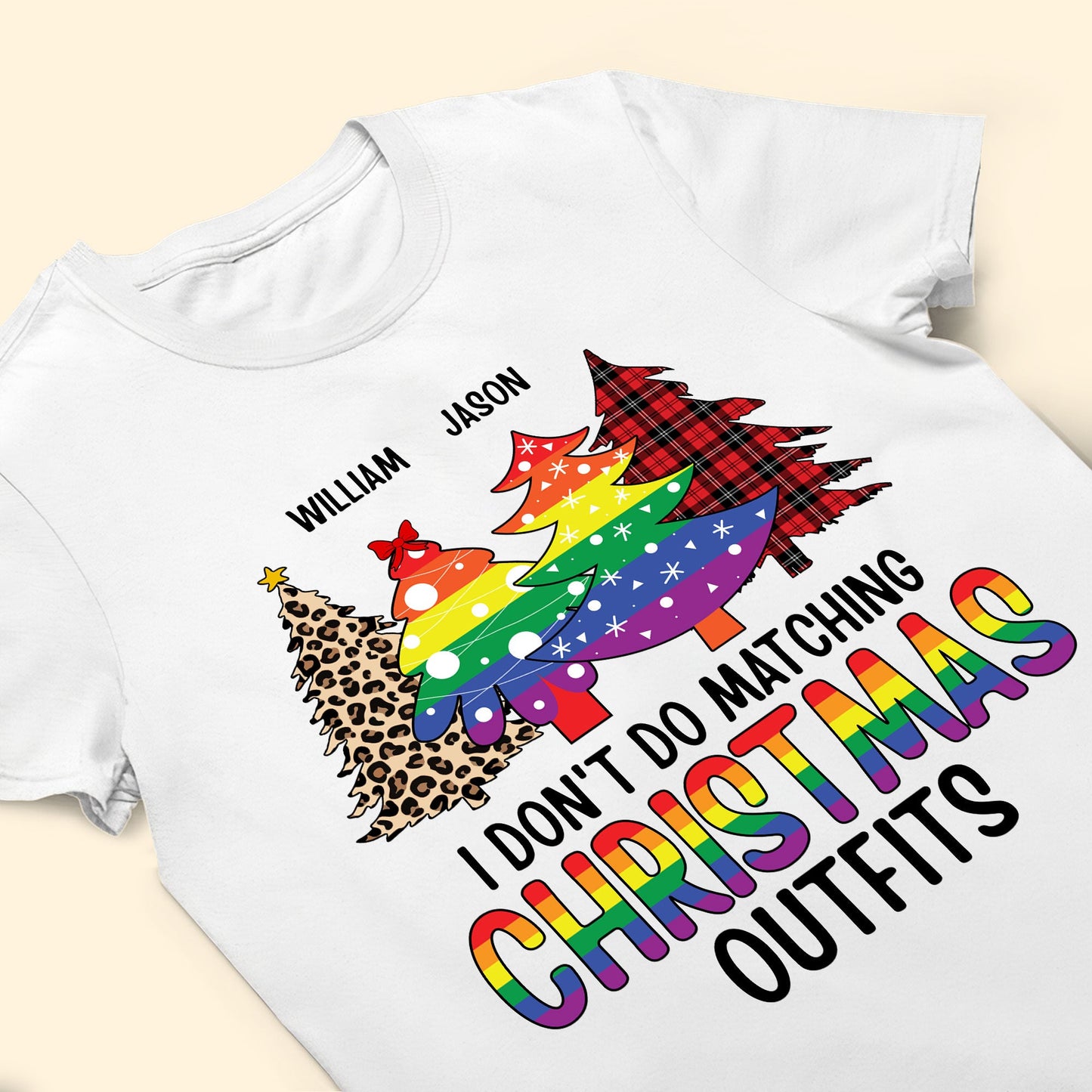 Lgbt I Don't Do Matching Christmas Outfits - Personalized Matching Couple Shirt