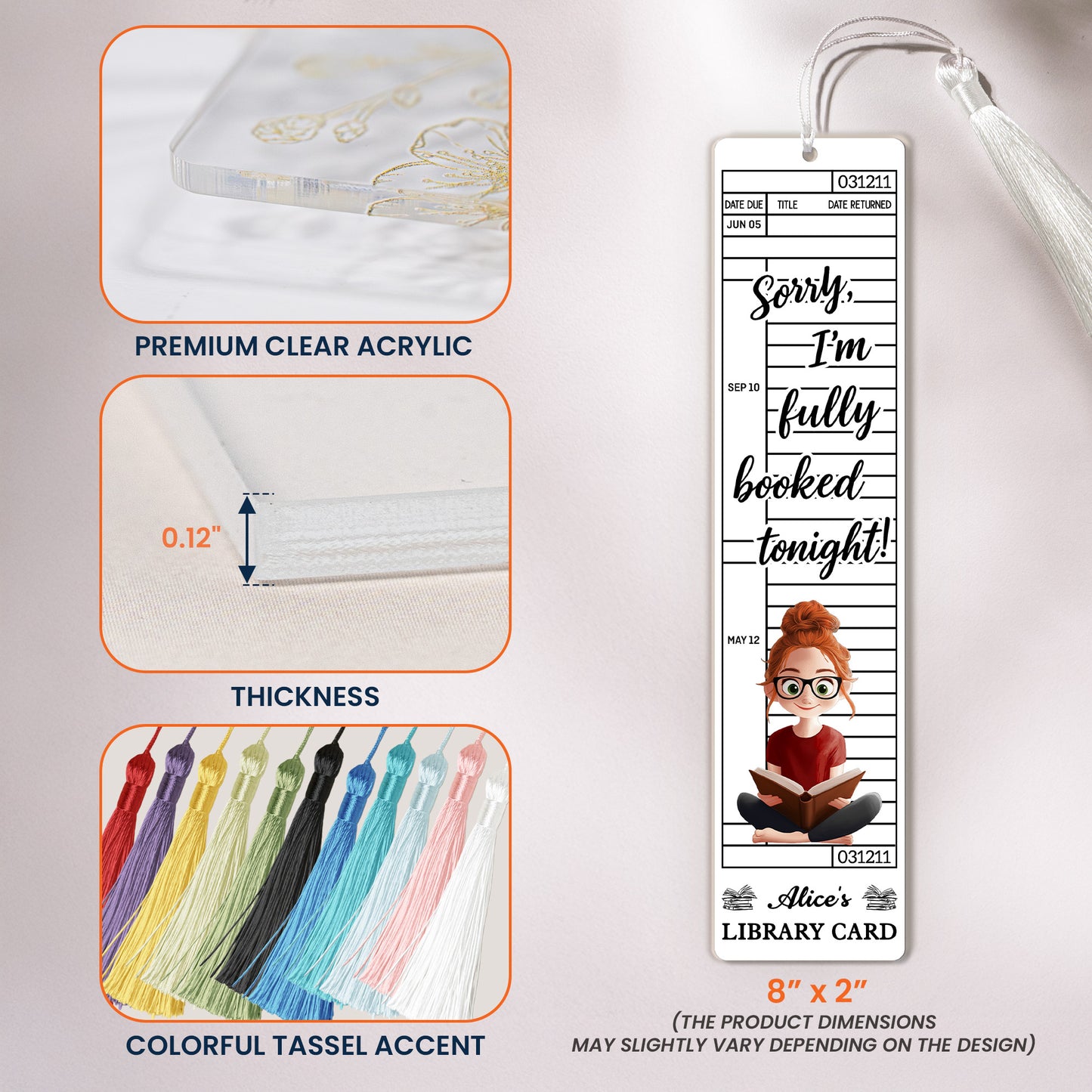 Library Card Bookmark For Book Lovers, Book Club Besties, Librarians - Custom Acrylic Bookmark