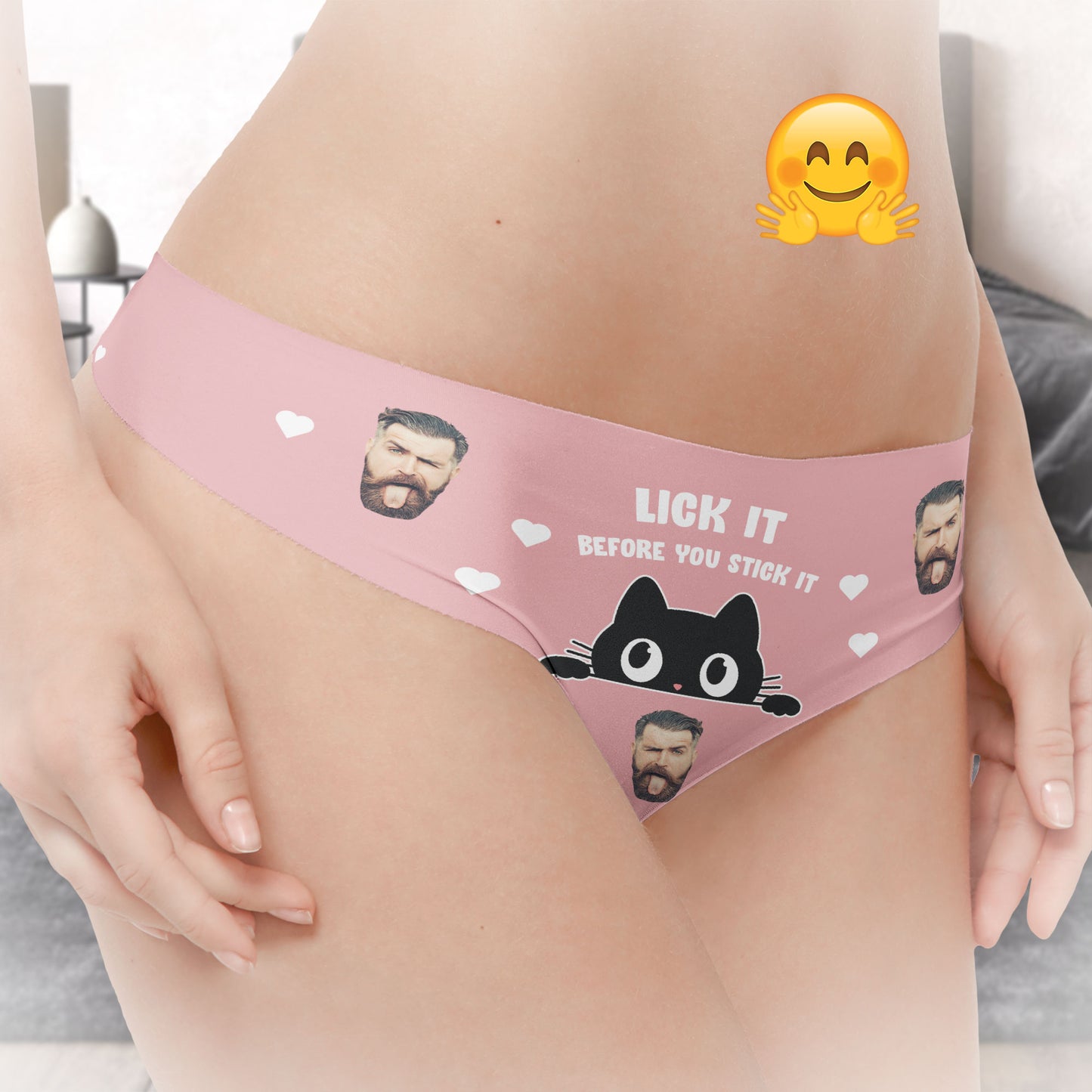 Lick It Stick It Naughty Fun - Personalized Photo Women's Low-Waisted Brief