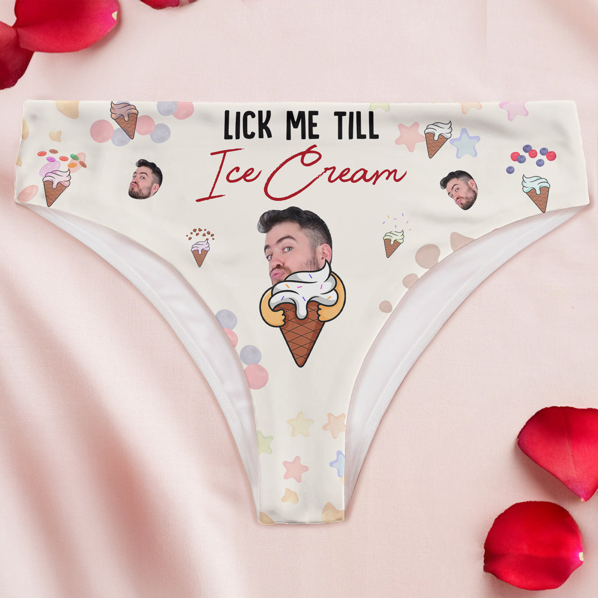 Lick Me Till Ice Cream - Personalized Photo Women's Low-Waisted Brief