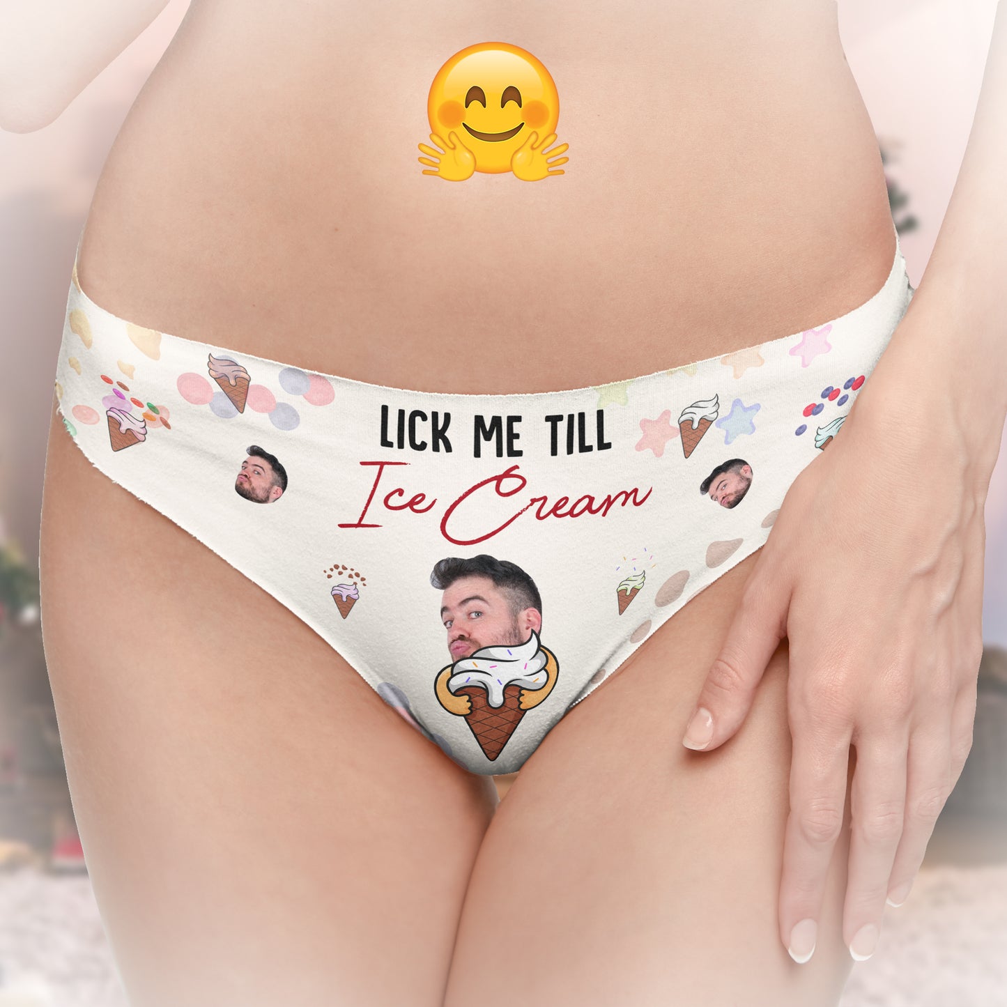Lick Me Till Ice Cream - Personalized Photo Women's Low-Waisted Brief