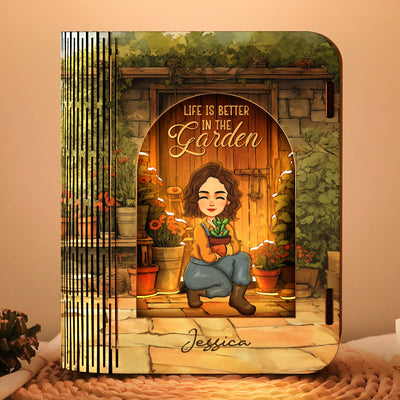 Life Is Better In The Garden - Personalized 3D Wooden Puzzle Night Light