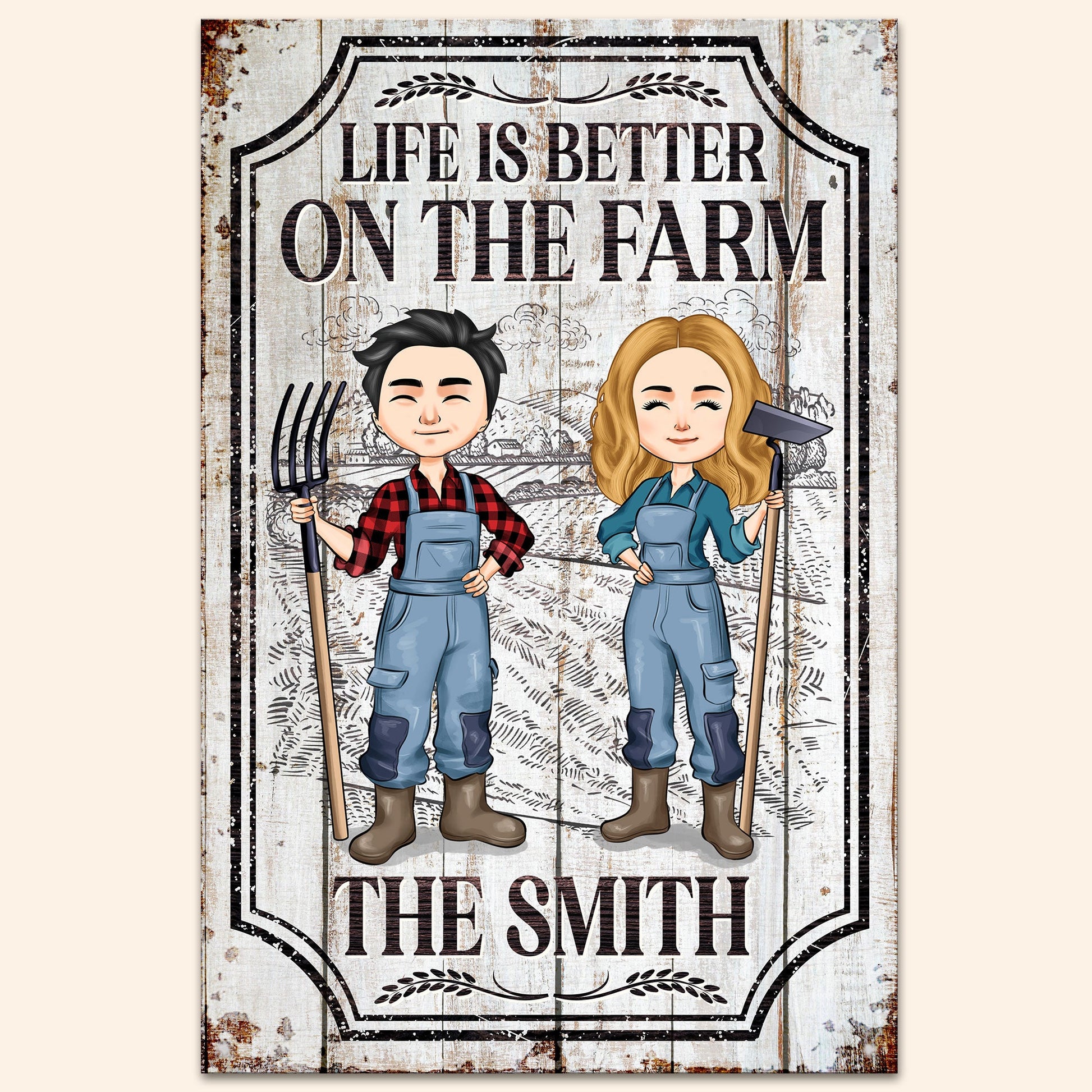 Life Is Better On The Farm - Personalized Metal Sign - Birthday, Anniversary, Loving Gift For Farmers, Couples, Family Members, Friends